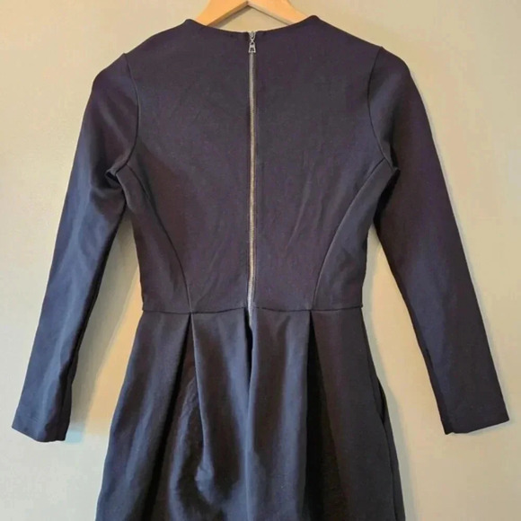 Aritzia Talula Tartine Pleated Fit and Flare Long Sleeve Black Mini Dress Size 4 - Picture 11 of 14